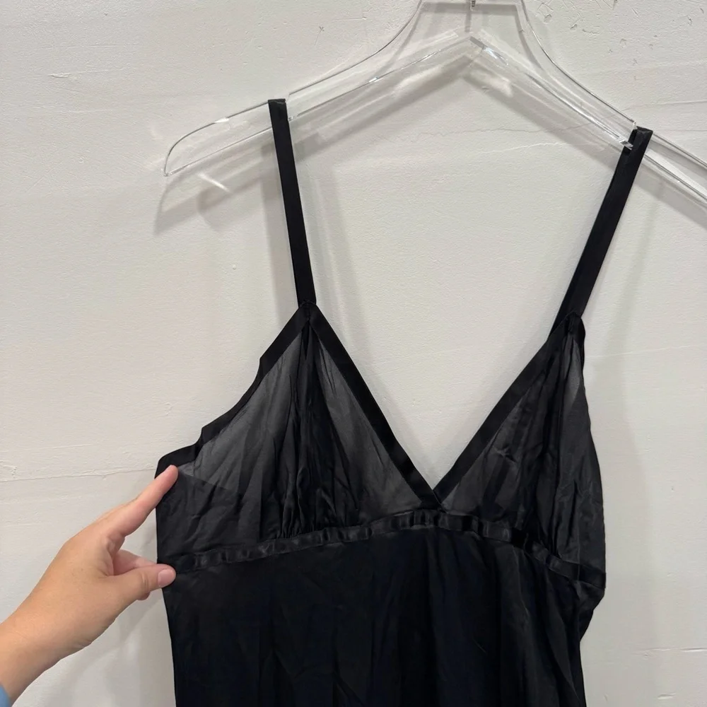 Vintage Handmade Sheer Full Length Nighty Sleep Dress Lingerie XL Black Strappy - Picture 4 of 6